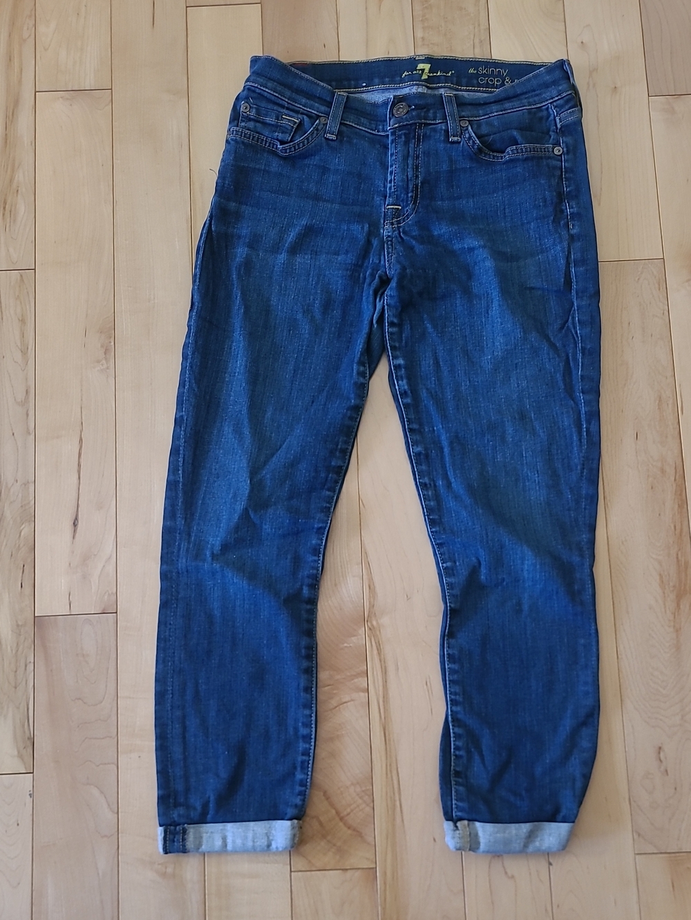 7 For All Mankind Women's Size 26 Skinny Crop & Roll Jeans